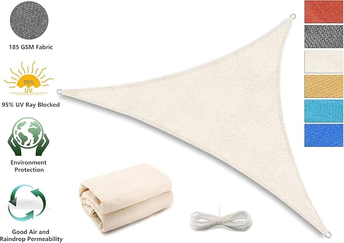Tronssien Triangle 10'x10'x10' Sun Shade Sail, 95% UV Blockage Canopy Awning - Image 2