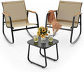 3-Piece Outdoor Rocking Bistro Set, Patio Set Textilene, Backyard and Poolside by Ahomly