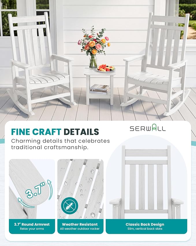 SERWALL Outdoor Rocking Chair, Oversized Rocking Chair - Image 8