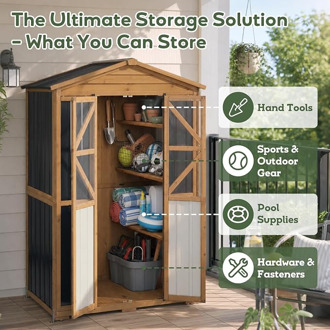 Outdoor Storage Cabinet, Weatherproof Garden Shed - Image 7