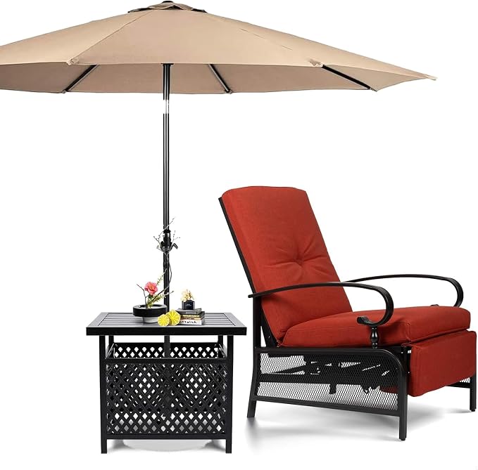 SUNCROWN Outdoor Recliner Chairs Patio Adjustable Relaxing Chair Outdoor Metal by HOME