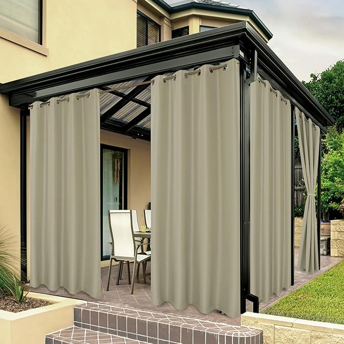 BONZER Outdoor Curtains for Patio Waterproof Thick | Privacy Grommet Light by Bonzer