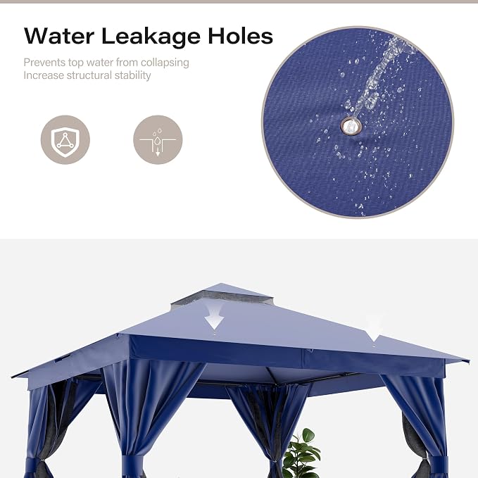 12'x12' Outdoor Gazebo, Heavy Duty Metal Frame Patio Canopy - Image 8