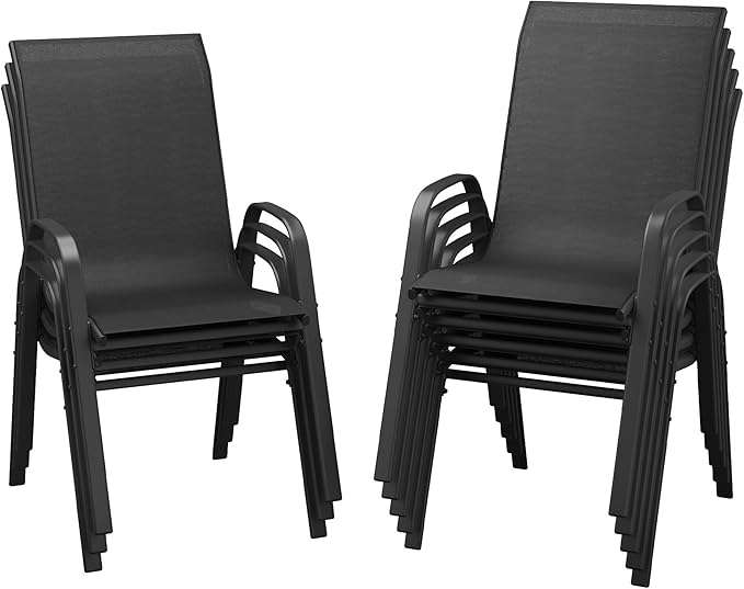 DIFY Patio Chairs Set of 8, Stackable Outdoor Dining Chairs Set by DIFY