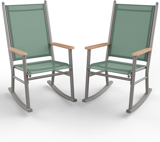 Shintenchi 2 Pcs Outdoor Rocking Chairs Set, Upgraded High Back Patio Rocking by Shintenchi%7CFurnitureMadeforRealLife