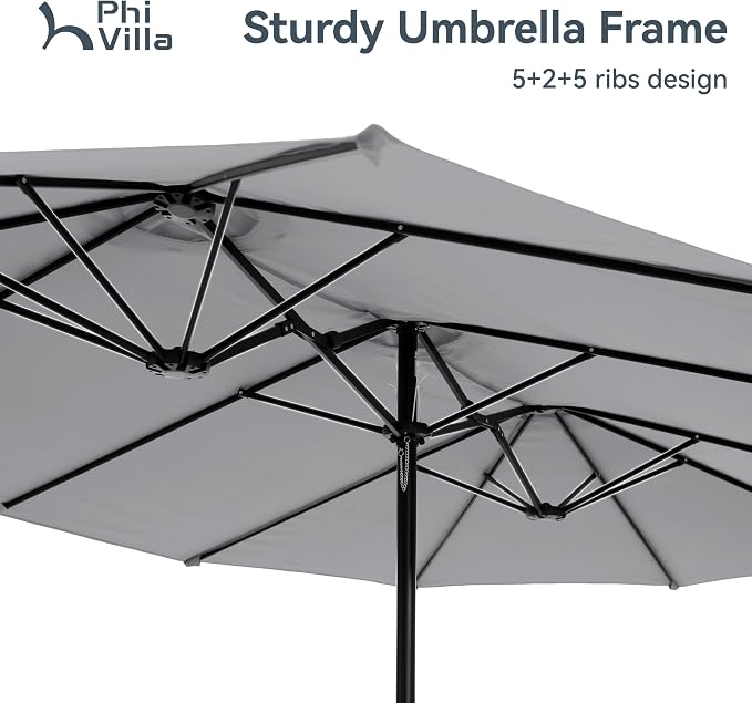 PHI VILLA 15ft Large Outdoor Patio Umbrella - Image 8