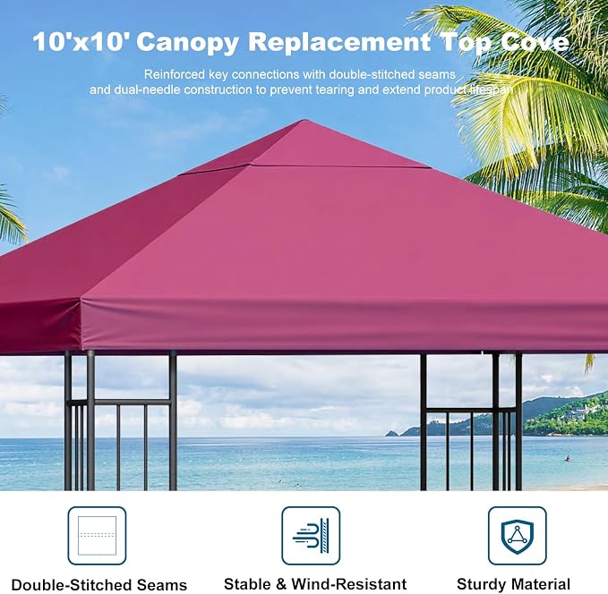 10x10 Gazebo Canopy Replacement Top, 300D High-Density Waterproof Single Layer - Image 7