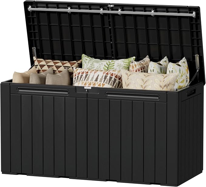 Devoko 100 Gallon Outdoor Storage Box, Waterproof Deck Box Lockable | Weather by DEVOKO