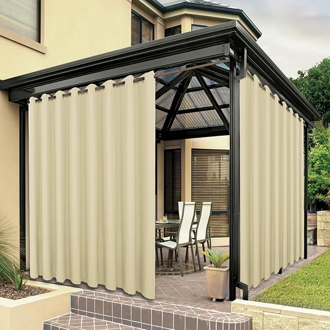 BONZER Outdoor Curtains for Patio Waterproof Thick Privacy Extra Wide | Grommet by Bonzer