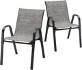 Stackable Outdoor Dining Chairs Set of 2, Textilene Patio Chairs by Soohowfurniture