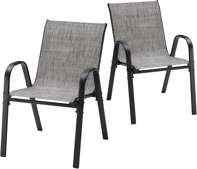 Stackable Outdoor Dining Chairs Set of 2, Textilene Patio Chairs by Soohowfurniture