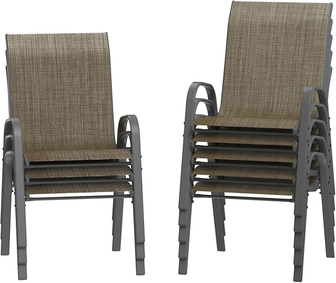 Amopatio Patio Chairs Set of 8, Outdoor Stackable Dining Chairs by Amopatio