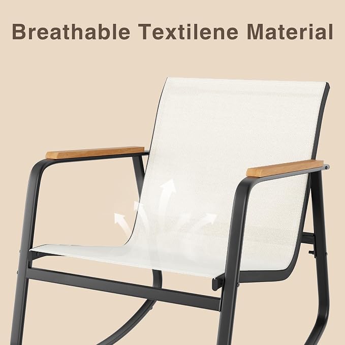 3 Pieces Patio Furniture Set, Outdoor Textilene Furniture Set, A Tempered Glass - Image 3
