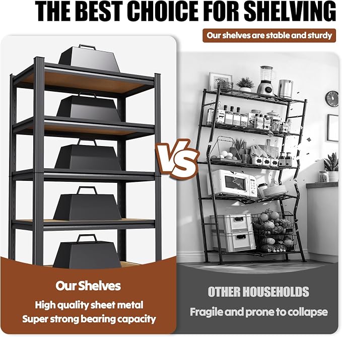 2Pack Storage Shelves, 2500lbs Garage Shelving, Adjustable Heavy Duty Shelving - Image 6