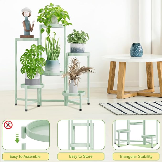 iDavosic.ly Plant Stand Indoor Outdoor, 6 Tier Metal Corner Shelf, Folding - Image 4