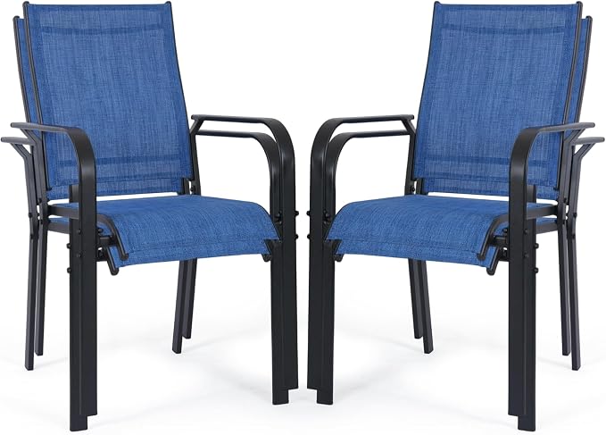 Patio Chairs Set of 4, Stackable Outdoor Dining Chairs, All Weather Breathable by WENTUM