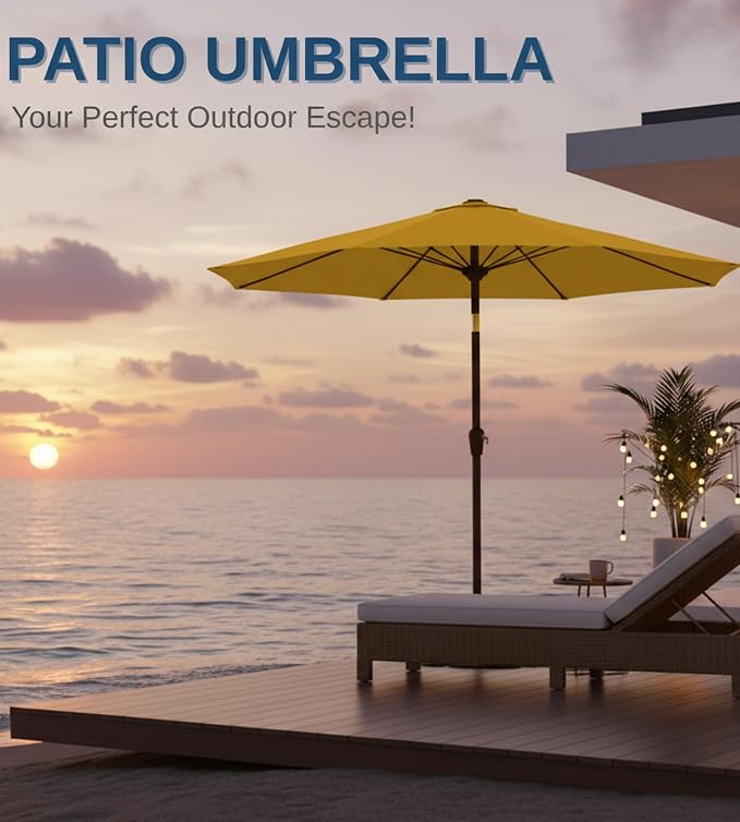 9FT Auto-Tilt Patio Umbrella|Outdoor Market Table Umbrella - Image 8