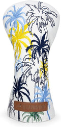 Golf Club Head Covers 3 Wood Headcover Hawaii Coconut Tree Style Elegant Embroidery Premium Leather Waterproof Driver Cover Fairway Wood Cover Hybrid Cover with Number Tags