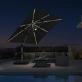 PURPLE LEAF Cantilever Umbrella 9' X 9' Solar LED Light Patio Deck, Stays bright by PURPLELEAF
