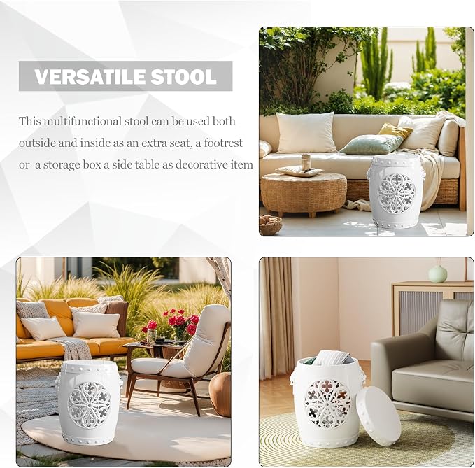 PatioZen 3-in-1 Drum Indoor/Outdoor Garden Stool, Lightweight, Realistic Lion - Image 7