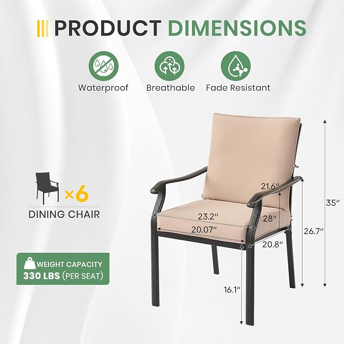 LVUYOYO Outdoor Patio Dining Chairs Set of 6, Metal Stackable Chairs Set - Image 3