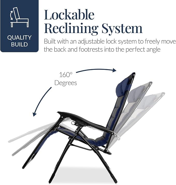 Best Choice Products Oversized Padded Zero Gravity Chair, Folding Outdoor Patio - Image 8