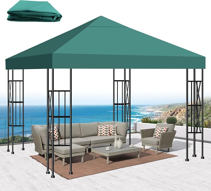 10x10 Gazebo Canopy Replacement Top, 300D High-Density Waterproof Single Layer by Bsteciar