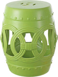 JONATHAN Y Lucky Coins 16" Ceramic Garden Stool Side Table, Matte Green | by JONATHANY