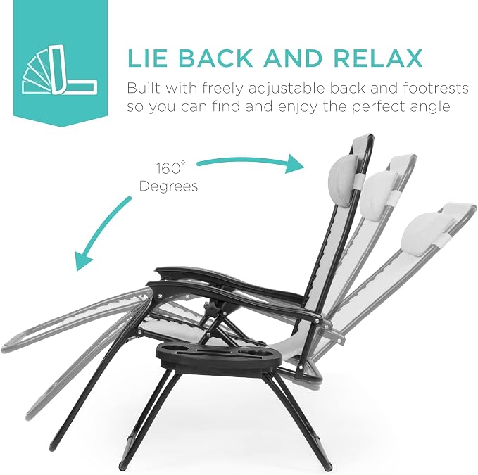 Best Choice Products Set of 2 Adjustable Steel Mesh Zero Gravity Lounge Chair - Image 4