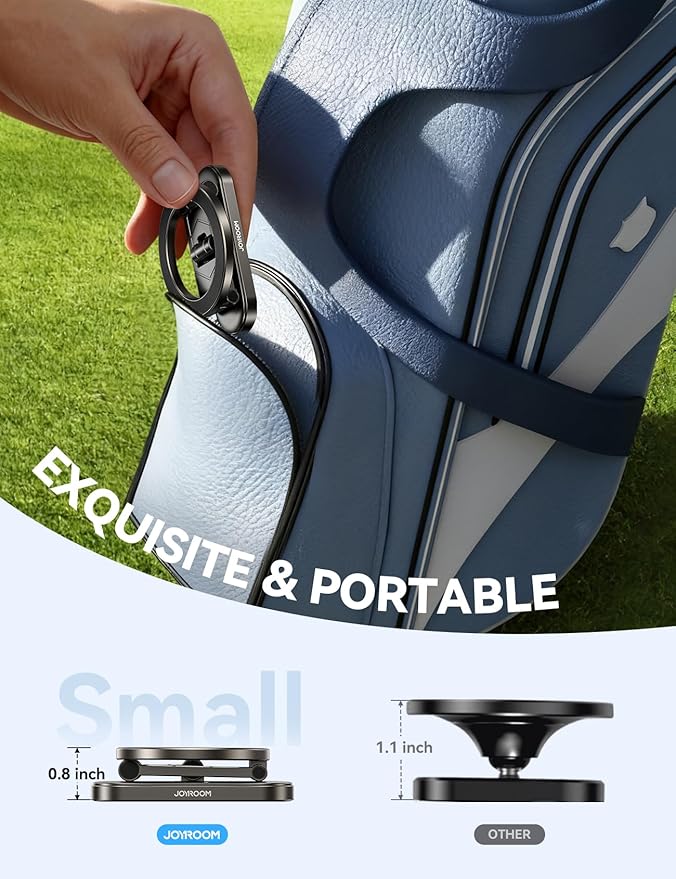 Upgraded Magnetic Golf Cart Phone Holder, [Tri-fold+All Alloy] Golf Gifts for Men Women Him Golf Cart Accessories 2025 Stocking Stuffers Compatible with MagSafe iPhone 17-12 Fits EZGO Club Car Yamaha