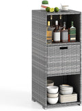 Tangkula Rattan Outdoor Storage Cabinet, Patiojoy Outdoor Wicker Cabinet by TANGKULA