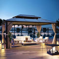 12'x16' Hardtop Gazebo, Outdoor Polycarbonate Double Roof Canopy, Aluminum by YOLENY