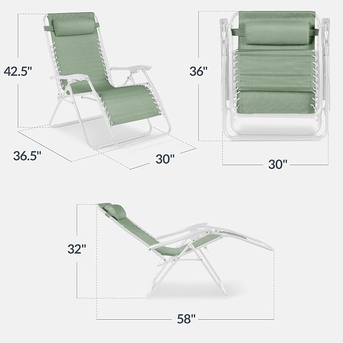 Best Choice Products Set of 2 Extra Wide Adjustable Steel Mesh Zero Gravity - Image 3
