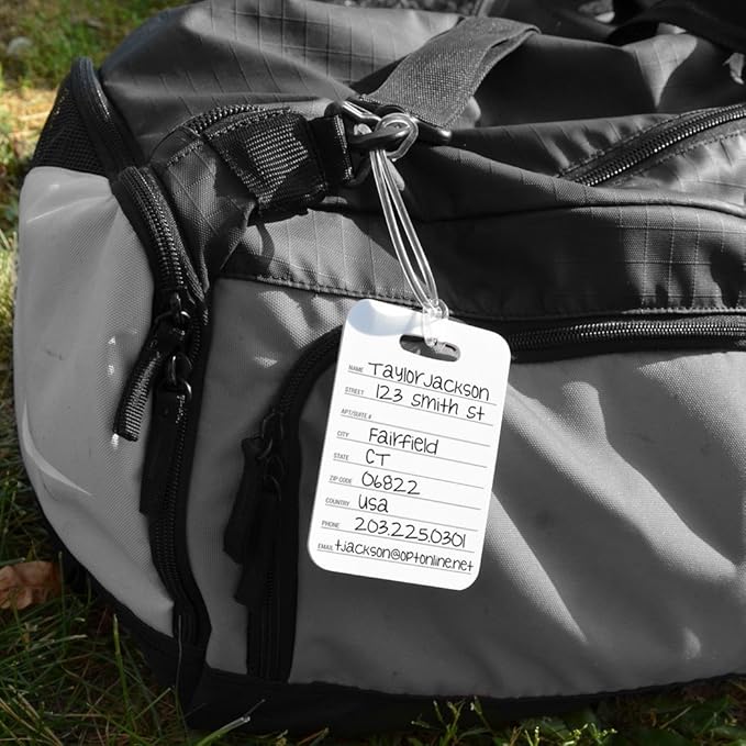 ChalkTalkSPORTS Golf Luggage & Bag Tag | Personalized Crossed Golf Clubs | Standard Lines on Back | Medium | Navy/Red