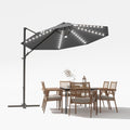 Devoko 10ft Solar LED Patio Umbrella, Round Cantilever Outdoor Umbrella by DEVOKO