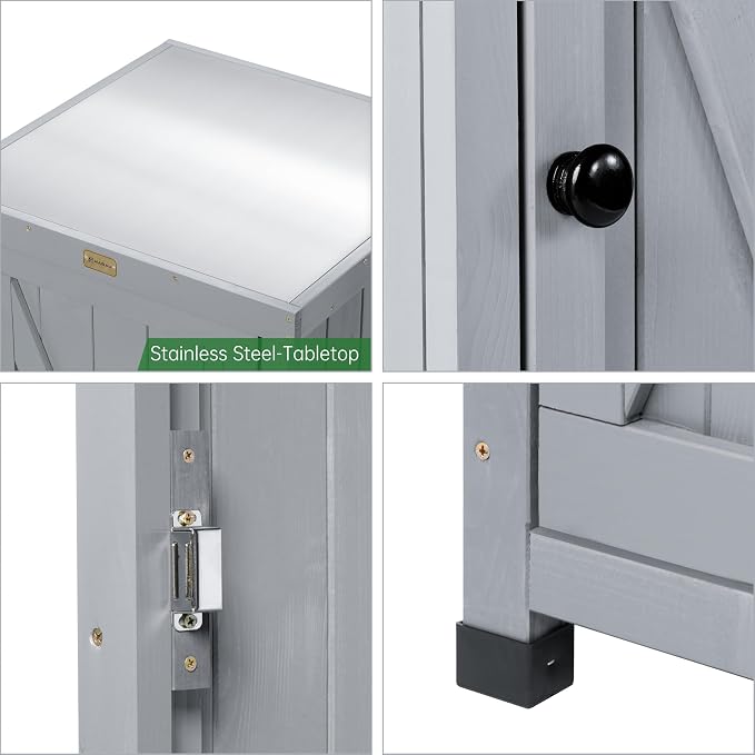 HABAU Outdoor Storage Cabinet for Patio, Garden Potting Bench Table - Image 5