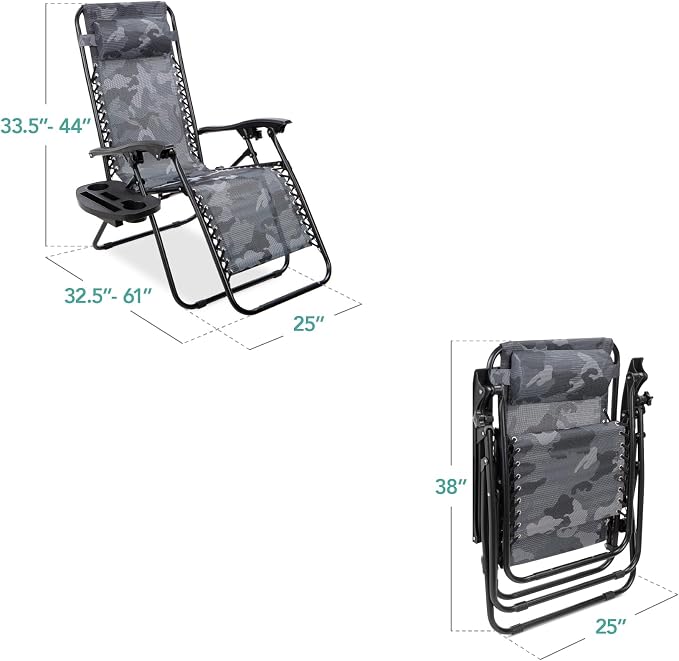 Best Choice Products Set of 2 Adjustable Steel Mesh Zero Gravity Lounge Chair - Image 3