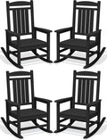 Oversized Outdoor Rocking Chairs Set of 4, HDPE Porch Rocker by KINGYES