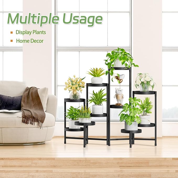 iDavosic.ly Plant Stand Indoor Outdoor, 10 Tier Metal Corner Shelf, Folding - Image 5