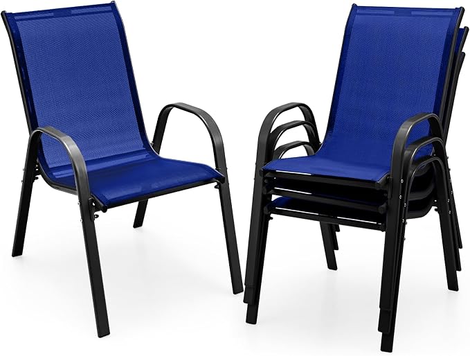 COSTWAY Patio Stackable Dining Chairs Set of 4 by COSTWAY