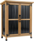 Ketive Outdoor Storage Cabinet, Wood & Metal Small Garden Tool Storage Cabinet by Ketive