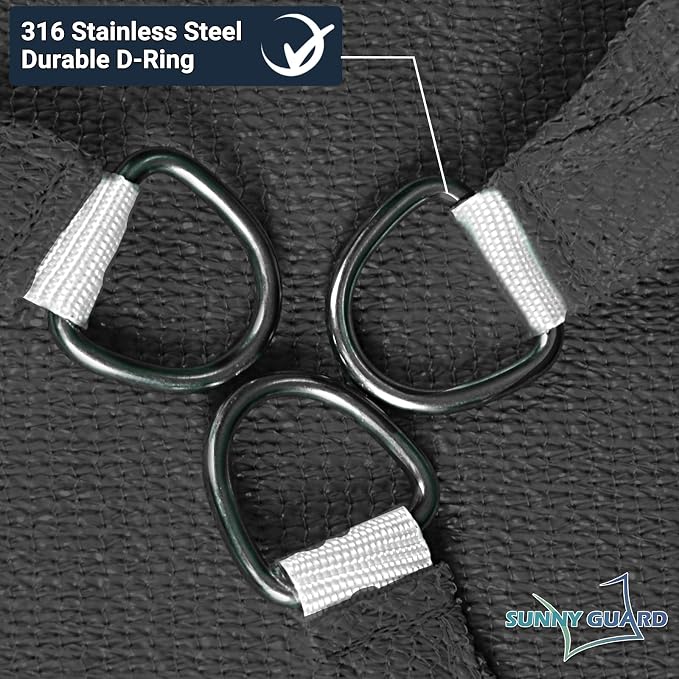 SUNNY GUARD Custom Size 5'x5'x7.1' Graphite Grey Sun Shade Sail Right Triangle - Image 6