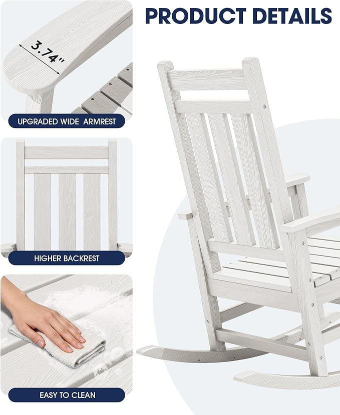 Oversized Outdoor Rocking Chair, HDPE Patio Rockers - Image 8