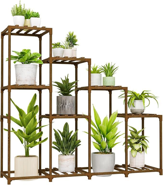 Bamworld Tall Plant Stand Indoor Wood Plant Shelf Outdoor Tiered Plant Rack | by Bamworld