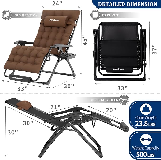 UDPATIO Oversized Zero Gravity Chair Patio Reclining Chairs - Image 2