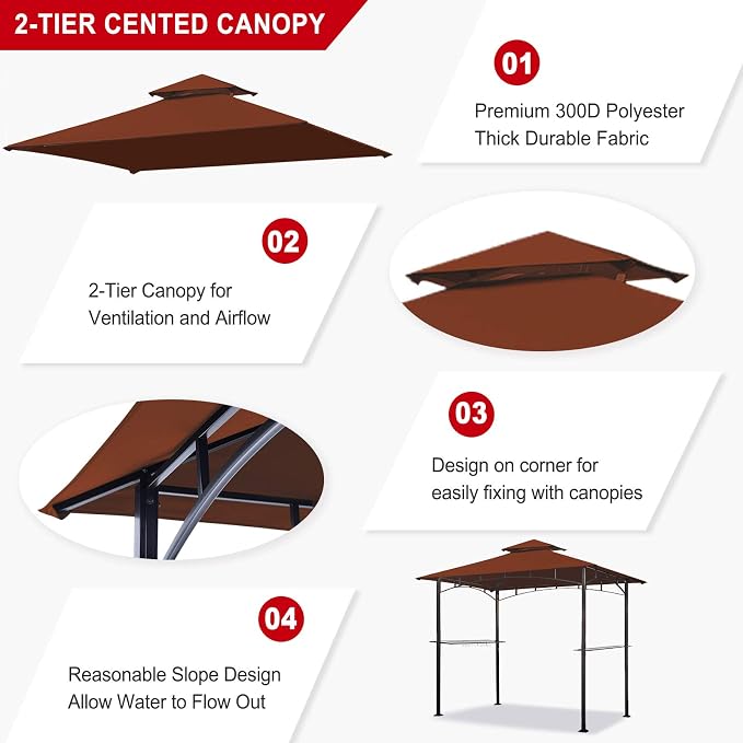 Eurmax USA High Performance Grill Gazebo Canopy Replacement Cover 5x8 BBQ - Image 4
