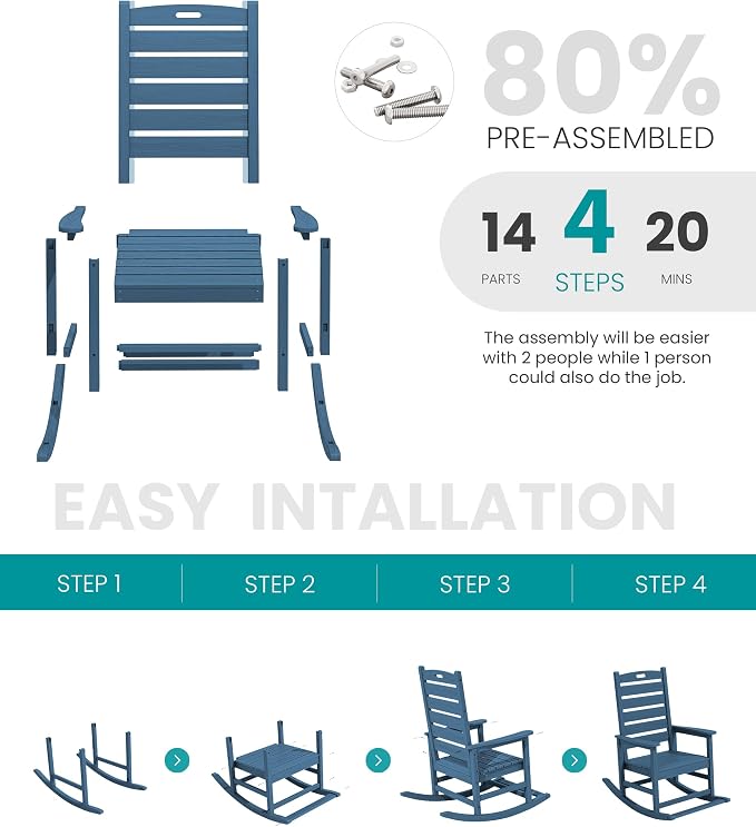 SERWALL HDPE Outdoor Rocking Chair - Image 8