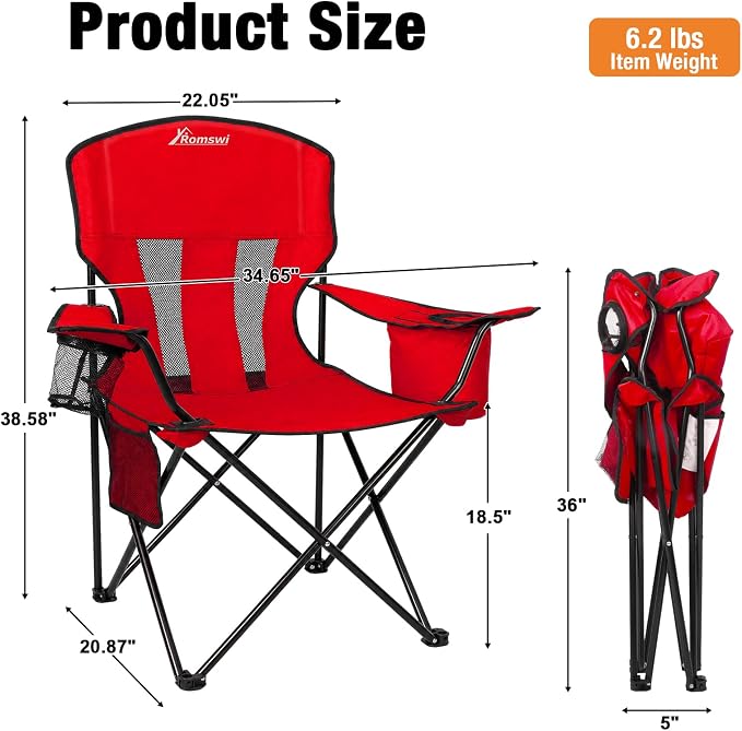 Camping Chairs for Adults 2 Pack, Folding Chair - Image 3
