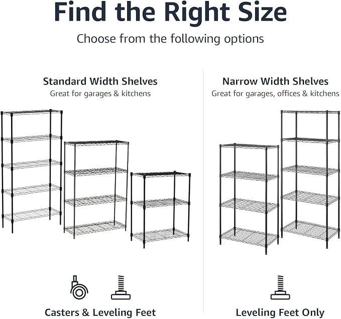Amazon Basics 5-Shelf Adjustable Heavy Duty Steel Wire Storage Shelves - Image 6