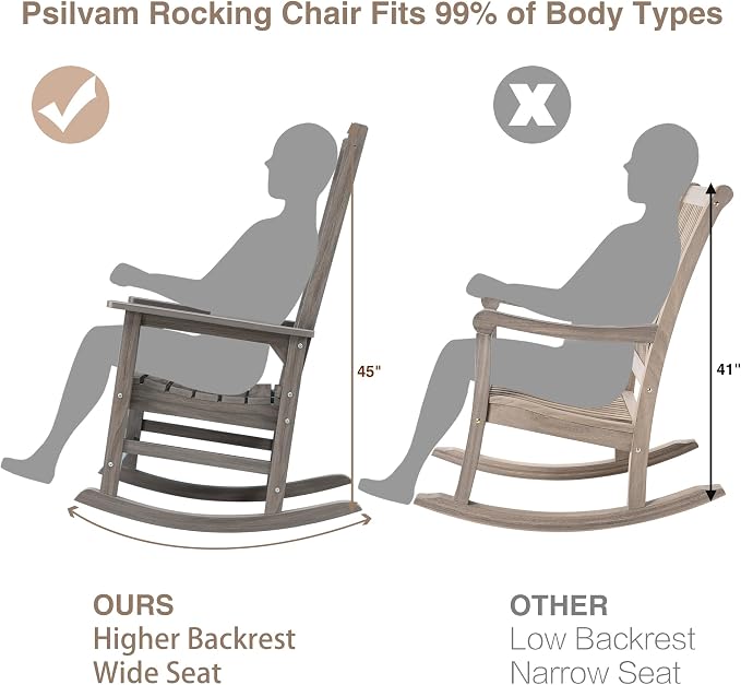 Oversized Outdoor Rocking Chair, HDPE Porch Rocker | High Back Rocking Chairs - Image 3